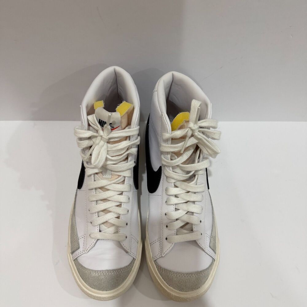 Nike Blazer Mid 77 Vintage White Black Leather Sneakers 7.5